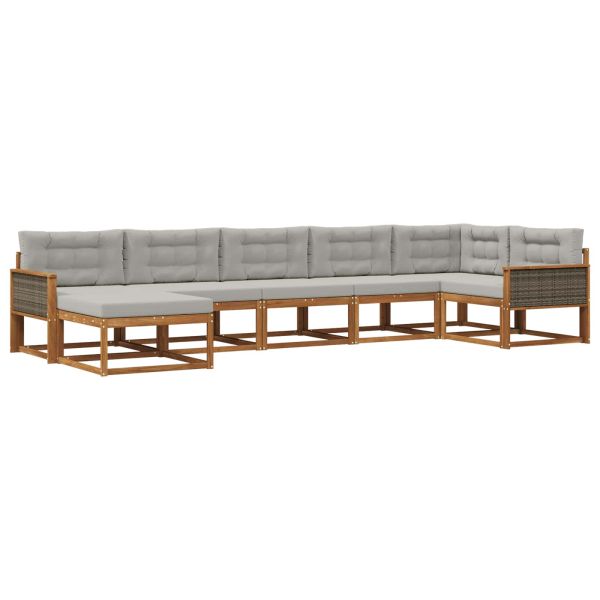 Комплект дивани за открито 7 pcs Натурално и светлосиво