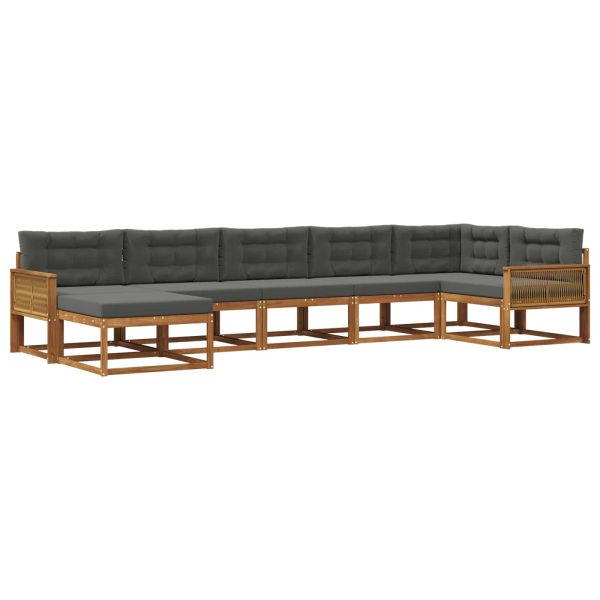 Комплект дивани за открито 7 pcs Натурален и Антрацит