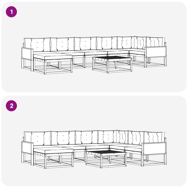 Комплект дивани за открито 8 pcs Натурален и Крема