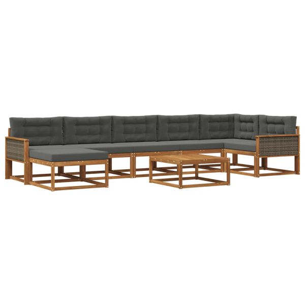 Комплект дивани за открито 8 pcs Натурален и Антрацит