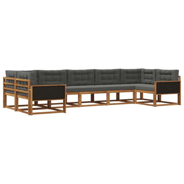 Комплект дивани за открито 7 pcs Натурален и Антрацит