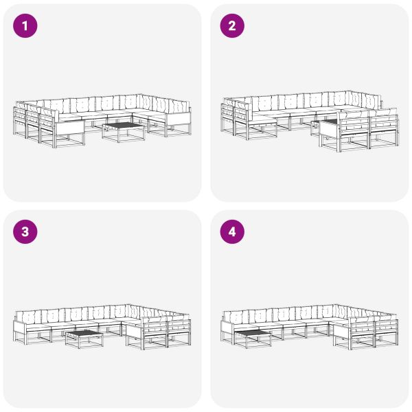 Комплект дивани за открито 10 pcs Натурален и Крема