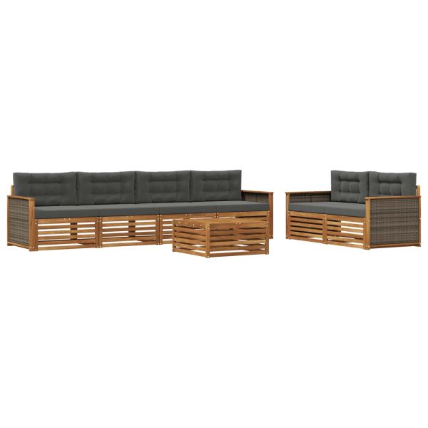 Комплект дивани за открито 7 pcs Натурален и Антрацит