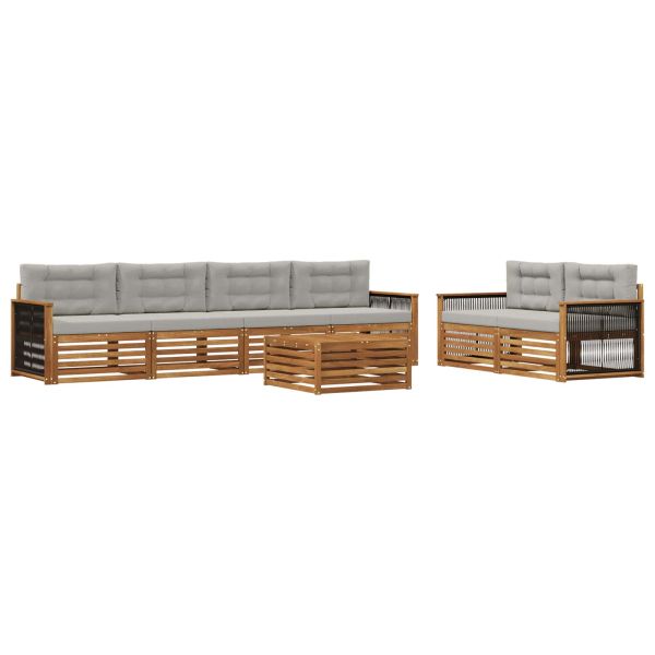 Комплект дивани за открито 7 pcs Натурално и светлосиво