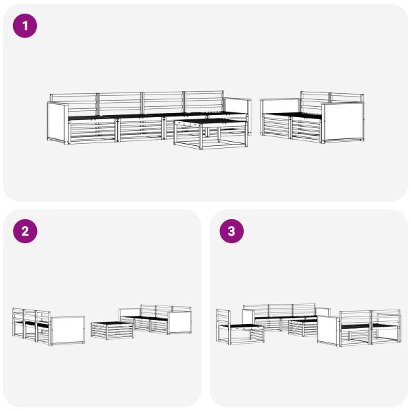 Комплект дивани за открито 7 pcs Натурално