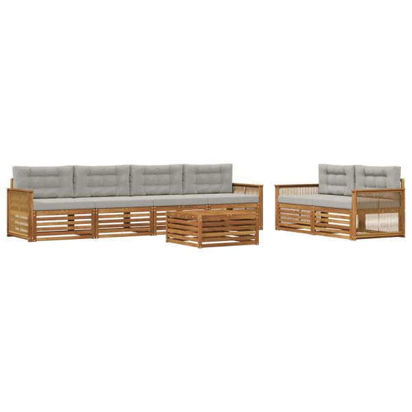Комплект дивани за открито 7 pcs Натурално и светлосиво