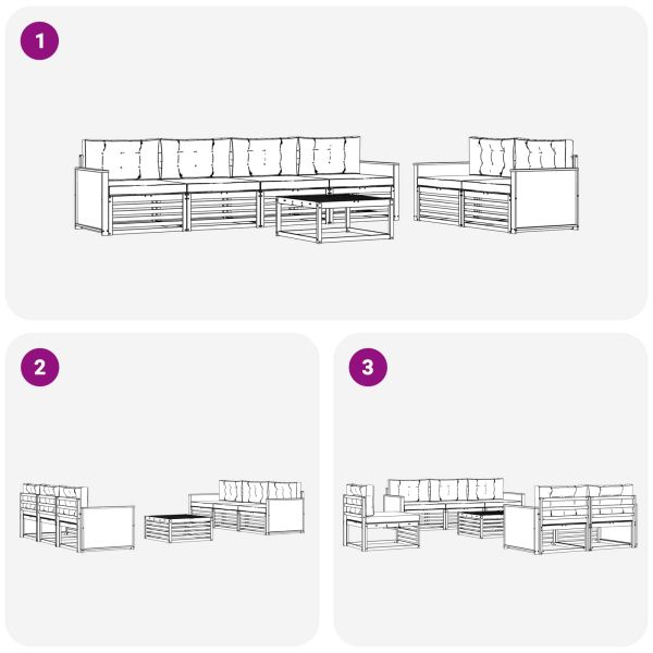Комплект дивани за открито 7 pcs Натурален и Антрацит