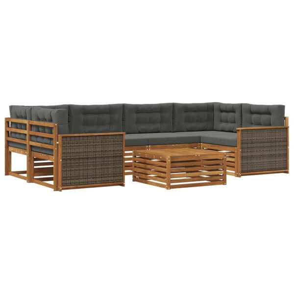 Комплект дивани за открито 7 pcs Натурален и Антрацит