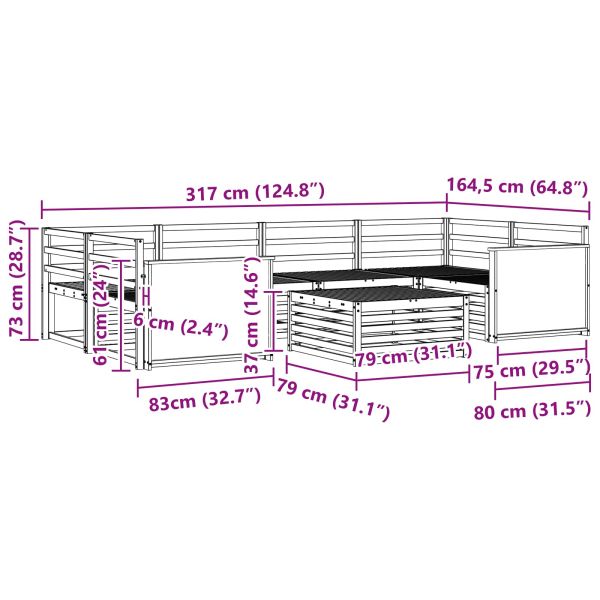 Комплект дивани за открито 7 pcs Натурално