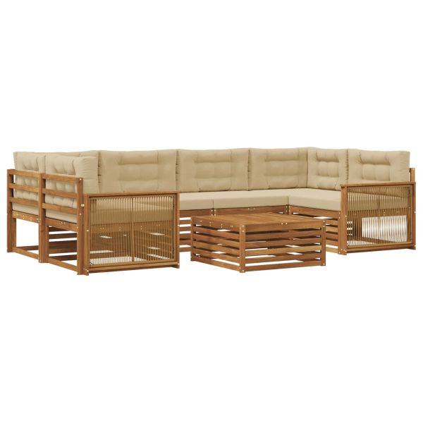 Комплект дивани за открито 7 pcs Натурален и Бежов