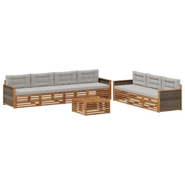 Комплект дивани за открито 8 pcs Натурално и светлосиво