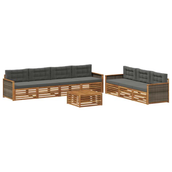 Комплект дивани за открито 8 pcs Натурален и Антрацит