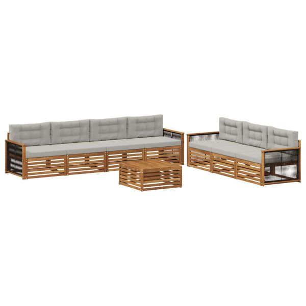 Комплект дивани за открито 8 pcs Натурално и светлосиво