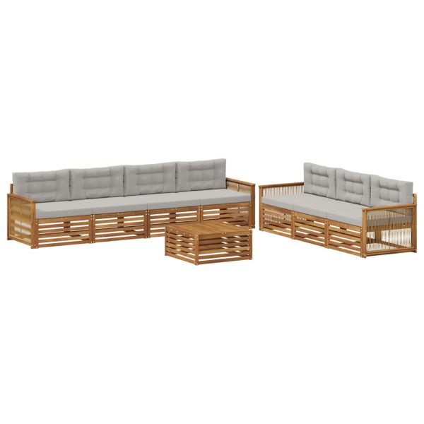 Комплект дивани за открито 8 pcs Натурално и светлосиво