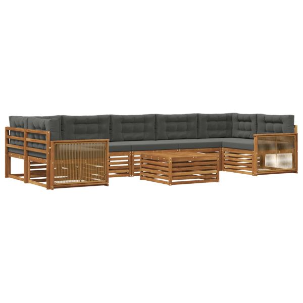 Комплект дивани за открито 8 pcs Натурален и Антрацит