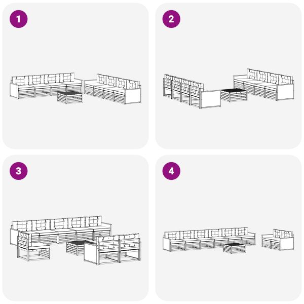 Комплект дивани за открито 9 pcs Натурален и Бежов