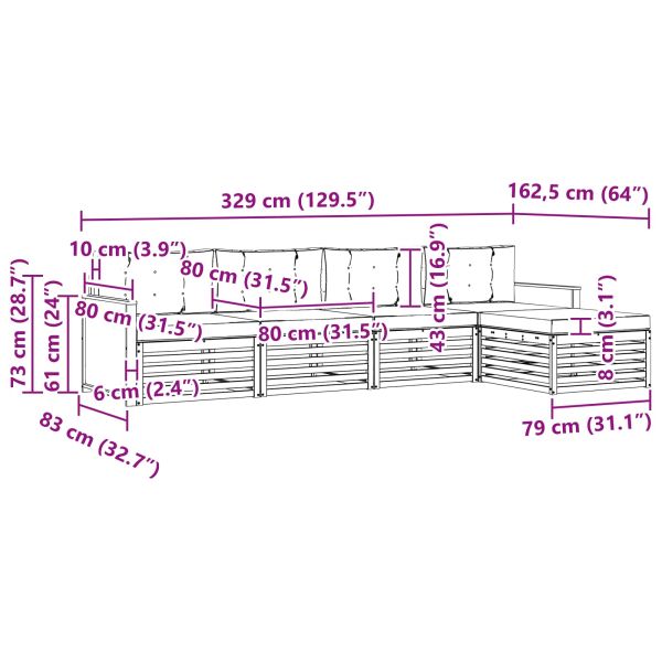 Комплект дивани за открито 5 pcs Натурален и Антрацит