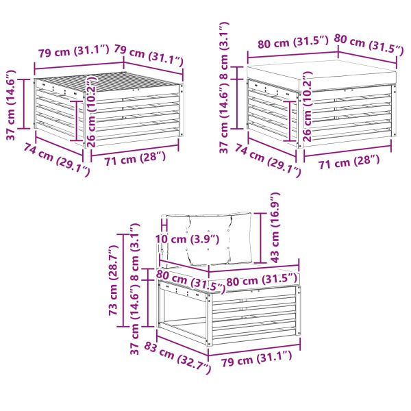 Комплект дивани за открито 6 pcs Натурален и Крема