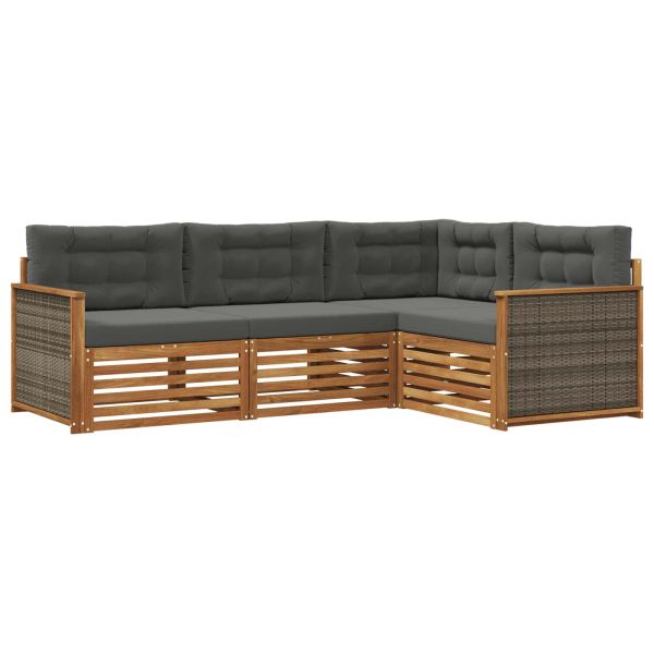 Комплект дивани за открито 4 pcs Натурален и Антрацит
