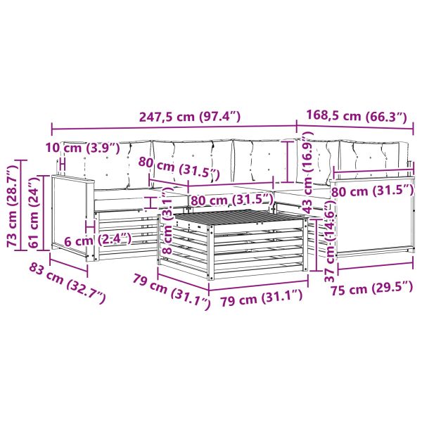 Комплект дивани за открито 5 pcs Натурален и Антрацит