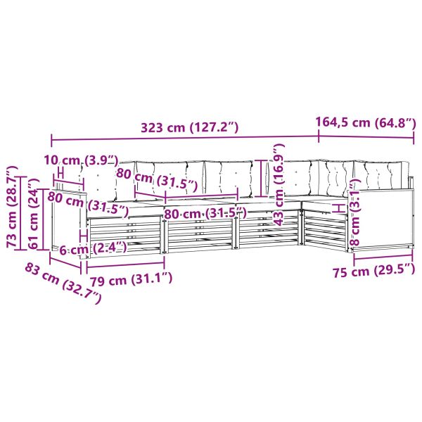 Комплект дивани за открито 5 pcs Натурален и Антрацит