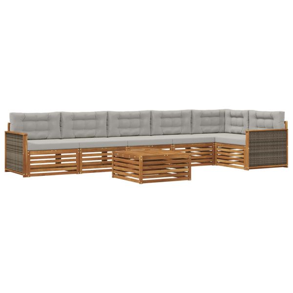 Комплект дивани за открито 7 pcs Натурално и светлосиво