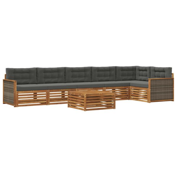 Комплект дивани за открито 7 pcs Натурален и Антрацит