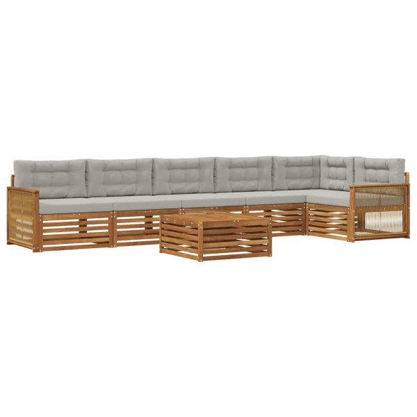 Комплект дивани за открито 7 pcs Натурално и светлосиво