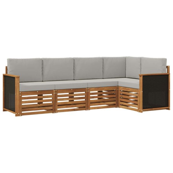 Комплект секционен диван 4 pcs Натурално и светлосиво