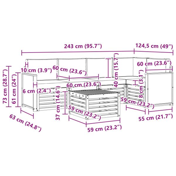 Комплект секционен диван с възглавница 5 pcs Натурално