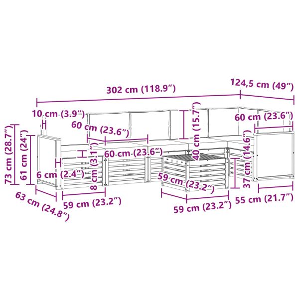 Комплект секционен диван 6 pcs Натурален и Антрацит