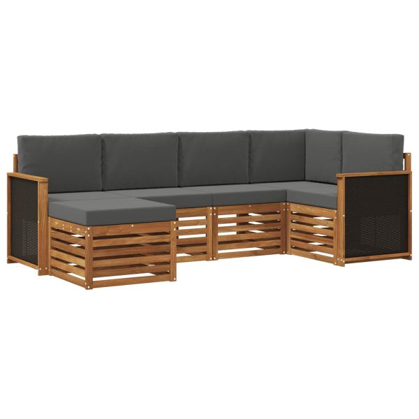 Комплект секционен диван 5 pcs Натурален и Антрацит