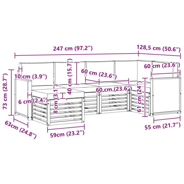 Комплект секционен диван 5 pcs Натурално и светлосиво