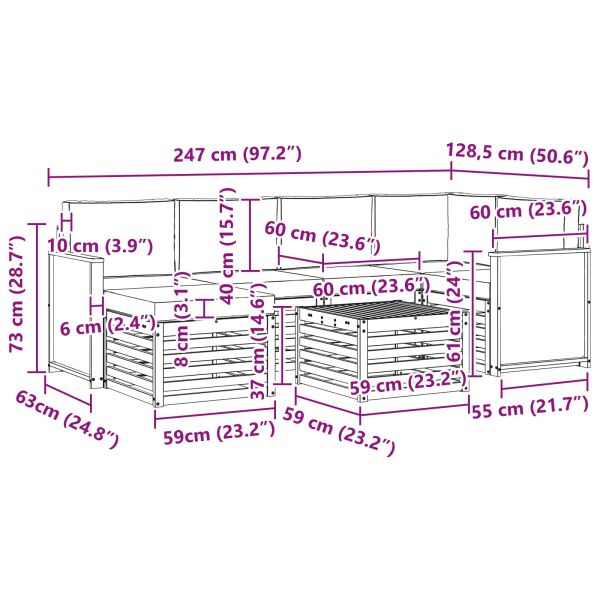 Комплект секционен диван 6 pcs Натурално и светлосиво