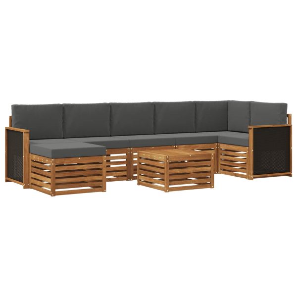 Комплект дивани за открито 7 pcs Натурален и Антрацит