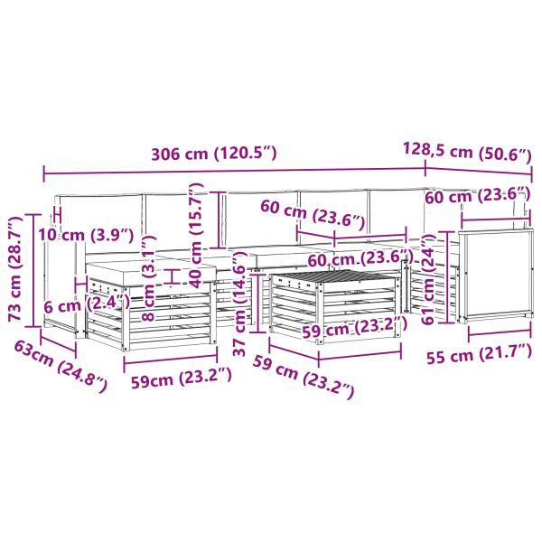 Комплект дивани за открито 7 pcs Натурален и Крема