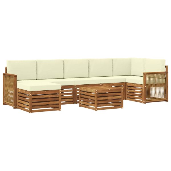 Комплект дивани за открито 7 pcs Натурален и Крема