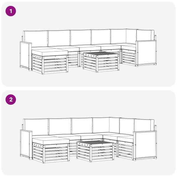 Комплект дивани за открито 7 pcs Натурален и Крема