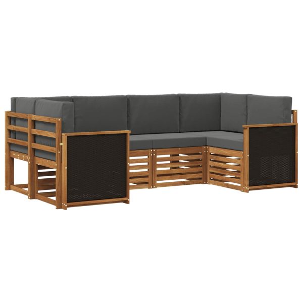 Комплект секционен диван 5 pcs Натурален и Антрацит