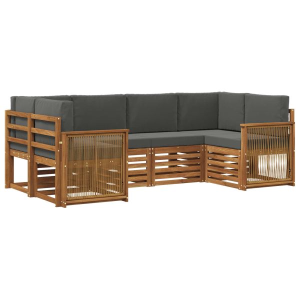 Комплект секционен диван 5 pcs Натурален и Антрацит