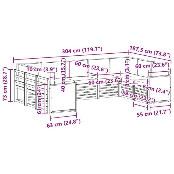 Комплект секционен диван 7 pcs Натурален и Антрацит