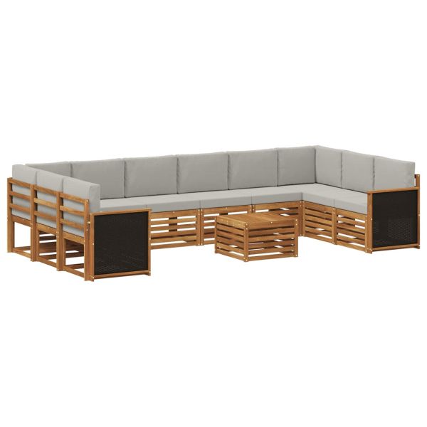 Комплект дивани за открито 8 pcs Натурално и светлосиво