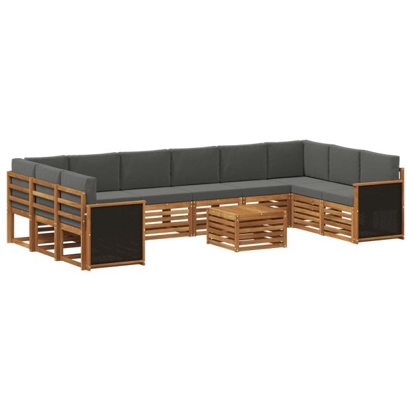 Комплект дивани за открито 8 pcs Натурален и Антрацит