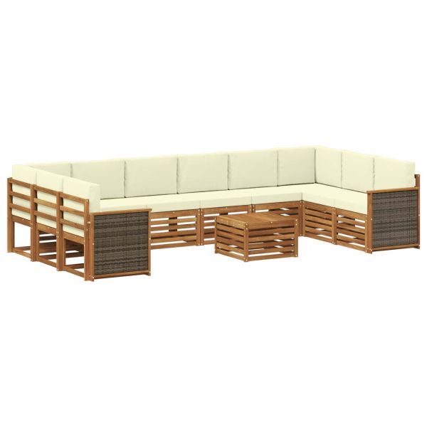 Комплект дивани за открито 8 pcs Натурален и Крема