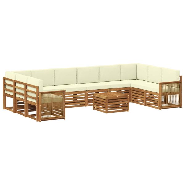 Комплект дивани за открито 8 pcs Натурален и Крема