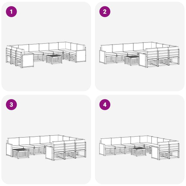 Комплект дивани за открито 8 pcs Натурален и Крема
