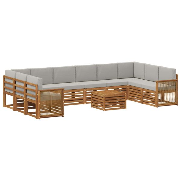 Комплект дивани за открито 8 pcs Натурално и светлосиво