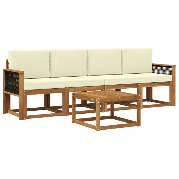 Комплект дивани за открито 4 pcs Натурален и Крема