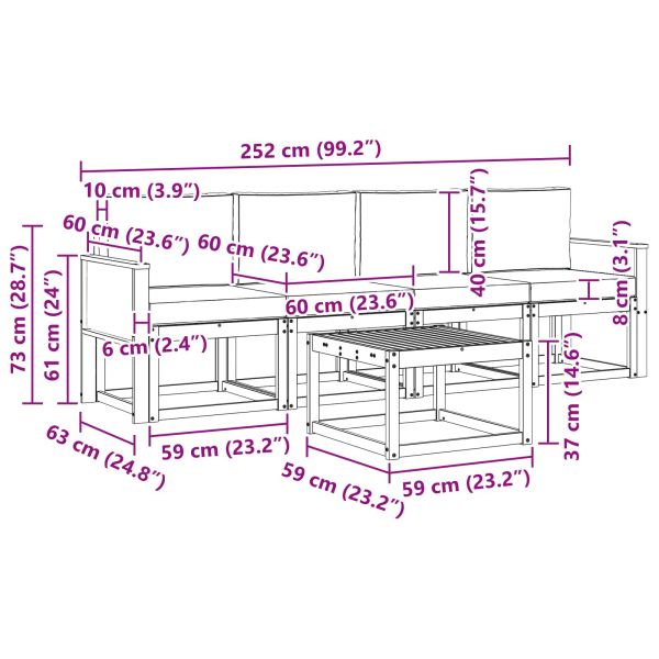 Комплект дивани за открито 4 pcs Натурален и Крема