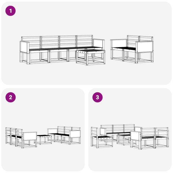 Комплект дивани за открито 6 pcs Натурално